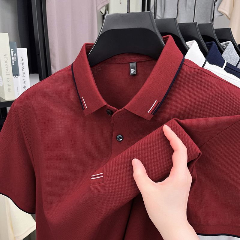 高端网眼短袖T恤中年商务休闲