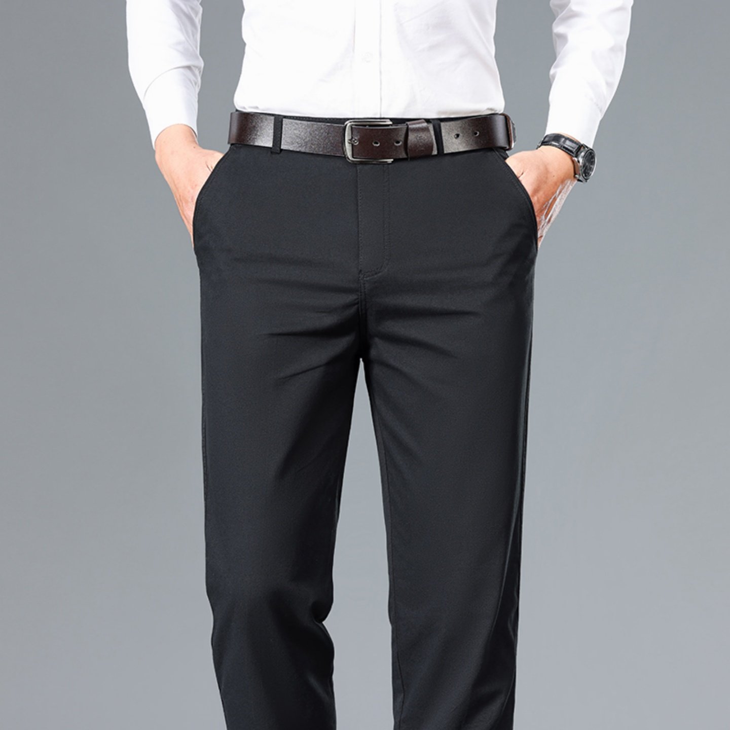 2025年秋新款纯棉男士裤子直筒爸爸休闲裤潮流百搭春秋季纯色长裤