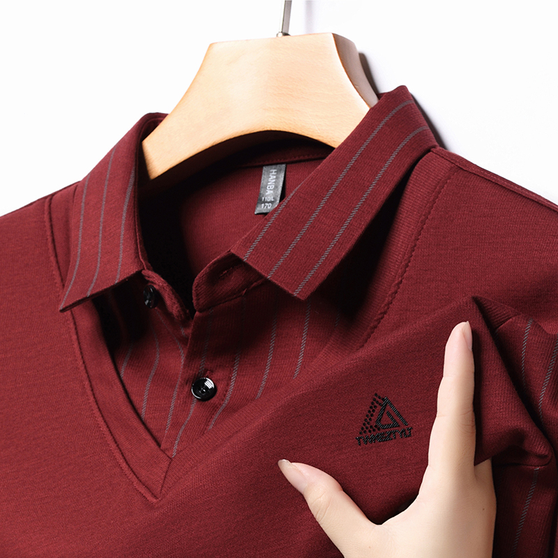 中年喜爸爸polo衫本命年红色上衣