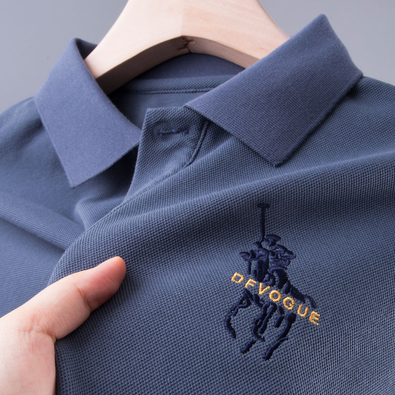 高端刺绣纯棉保罗polo长袖t恤