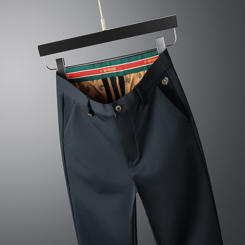 中年男士休闲裤男裤子春秋冬季爸爸装新款虎头西裤衬衫搭配polo衫