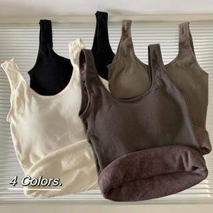 大码 300斤外穿加厚保暖吊带背心女秋冬胖mm内搭带胸垫打底上衣