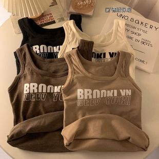 内搭打底衫 胖MM2 辣妹短款 带胸垫吊带小背心女秋冬美式 300斤大码