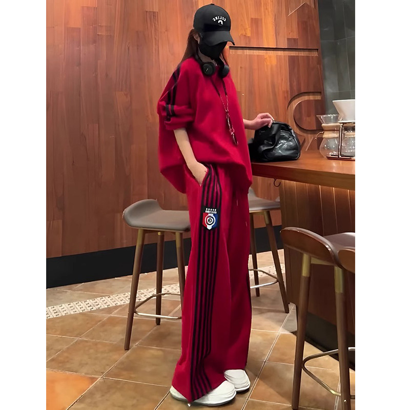 大码欧货时尚运动服套装女春秋季胖mm300斤卫衣阔腿裤休闲两件套