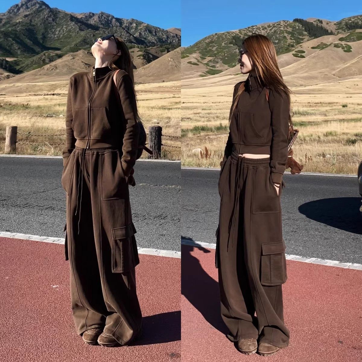 大码美式辣妹休闲运动套装女秋冬胖mm300斤工装卫衣阔腿裤两件套,女装/女士精品,休闲运动套装,淘宝优惠券,粉丝福利购,淘宝优惠卷