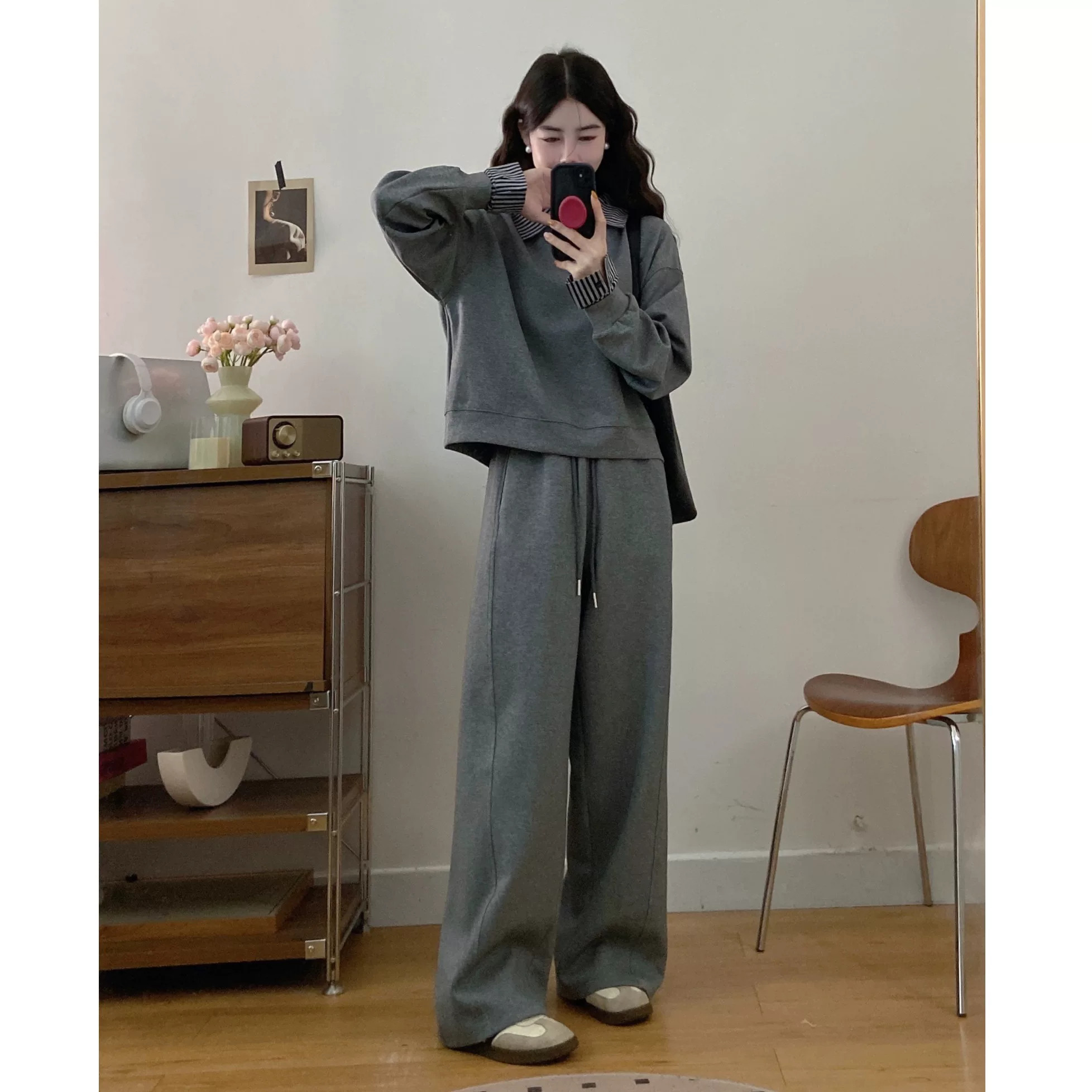 胖mm大码女装300斤春秋装一整套穿搭休闲运动巨显瘦遮肚子两件套