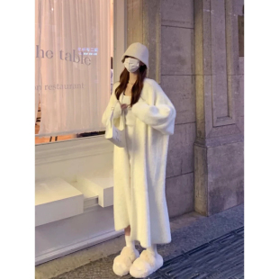 大码胖mm300斤仿貂绒开衫毛衣中长款宽松慵懒针织外套女秋冬大衣
