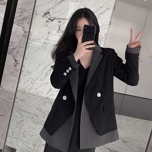 胖MM特大码300斤赫本网红小西装外套女春秋宽松炸街休闲西服上衣2