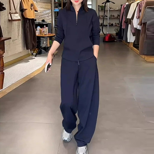 大码春秋女士时尚休闲套装两件套
