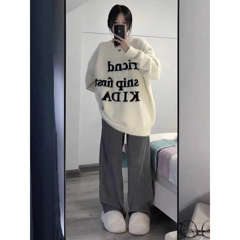 大码胖mm美式复古软糯针织毛衣女