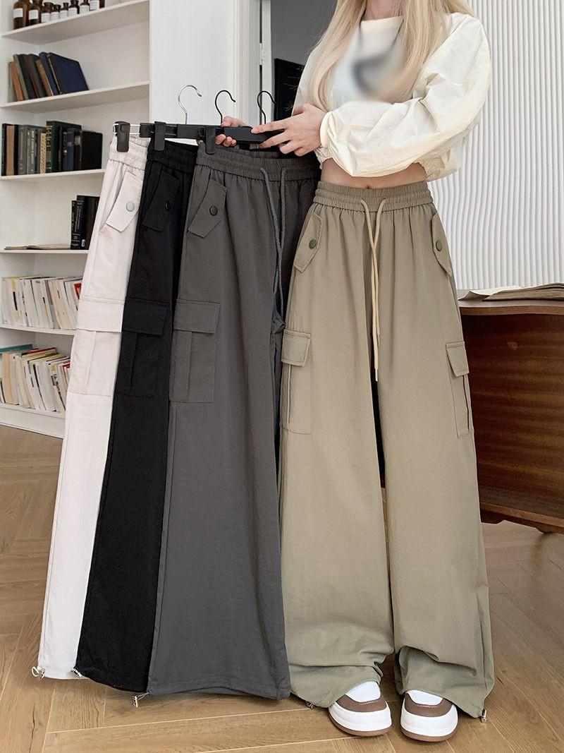 美式复古工装裤女显瘦宽松阔腿裤