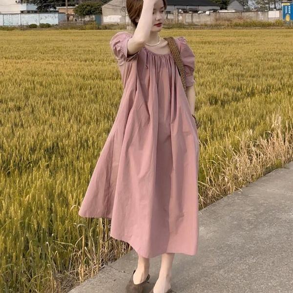 大码2-300斤泡泡袖短袖连衣裙女