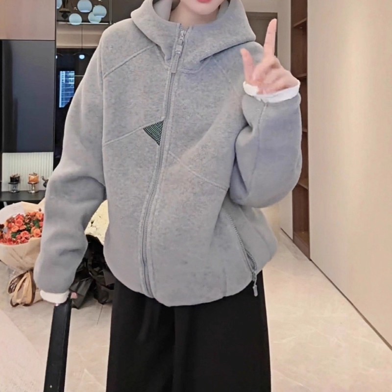 灰色连帽卫衣外套女款秋冬300斤
