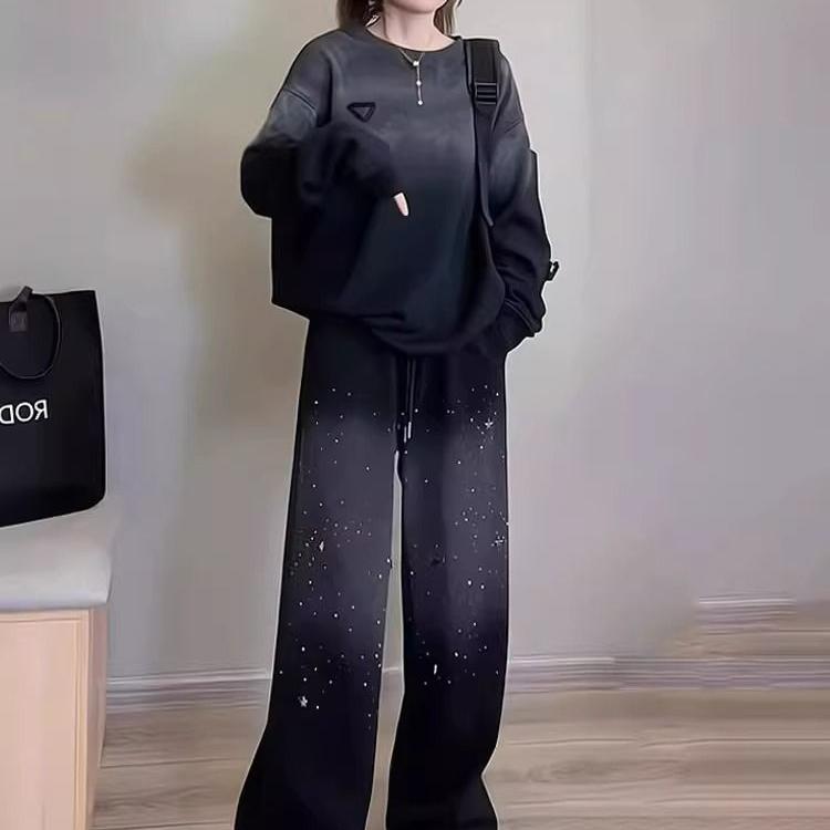 大码休闲运动套装女春秋季胖mm