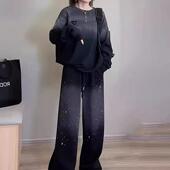 阔腿裤 大码 两件套 胖mm2 300斤宽松欧货卫裤 休闲运动套装 女春秋季