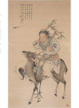 古代文人画 福禄寿三星图 真迹精准复制可装裱书房玄关客厅挂画