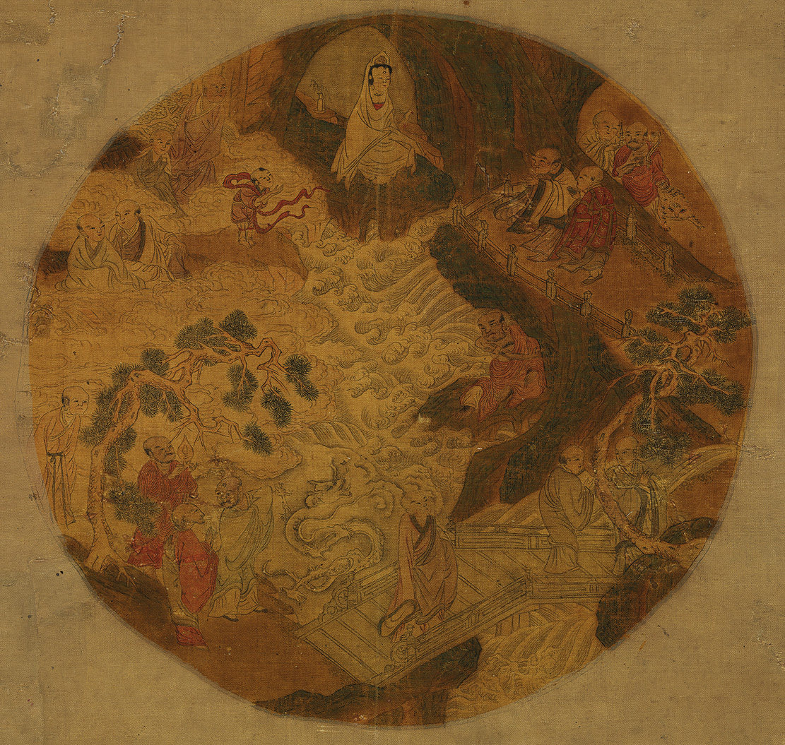 明代古画佛像净水观音菩萨图轴高清复制国画卷轴装饰挂画设色书房
