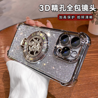 发财磁吸支架适用苹果16promax手机壳2025新款iphone17pro透明15高级感女13镜头全包11防摔12闪粉plus外壳