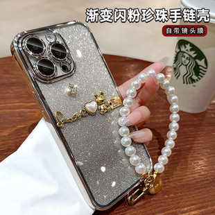 iPhone15镜头膜全包14pro高级感女款 适用苹果15promax手机壳新款 13奢华水钻12pm带挂绳11小众xsmax硅胶防摔套