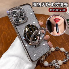 奢华水钻适用苹果15promax手机壳2024新款iPhone16高级感女款14pro镜头全包13镜子支架12带挂绳11防摔硅胶套