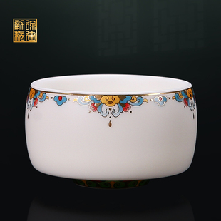 徐建勇陶瓷文创羊脂玉藻井莲纹主人杯茶具茶杯小茶杯个人专用送礼