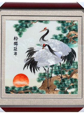 苏秀天地非遗纯手工苏绣刺绣松鹤延年祝寿特色礼品送长辈苏绣挂画