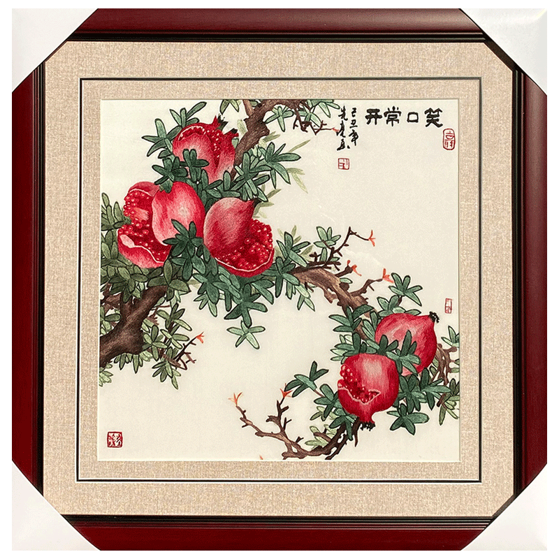 苏绣苏秀天地石榴笑口常开