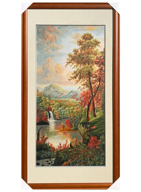苏秀天地手工苏绣刺绣欧式风景油画玄关客厅书房装饰刺绣挂画苏绣