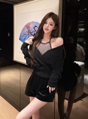 FAY【钻芒】V领显瘦洋气内搭气质套头长袖针织衫