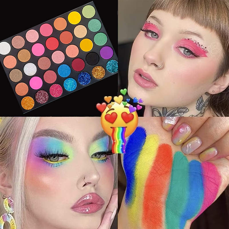 35色彩色眼影盘儿童舞台妆珠光哑光大地上多色彩妆网红化妆师专用