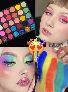 35色彩色眼影盘儿童舞台妆珠光哑光大地上多色彩妆网红化妆师专用