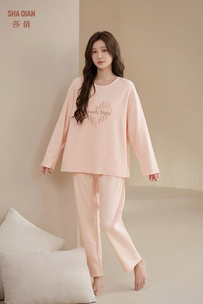 莎倩睡衣2025秋冬新款 女婴儿棉纯棉套头睡衣家居服套装