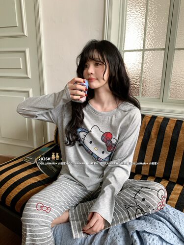 Gill Aimar小熊家秋季新款韩系少女莱赛尔棉长袖睡衣女家居服套装
