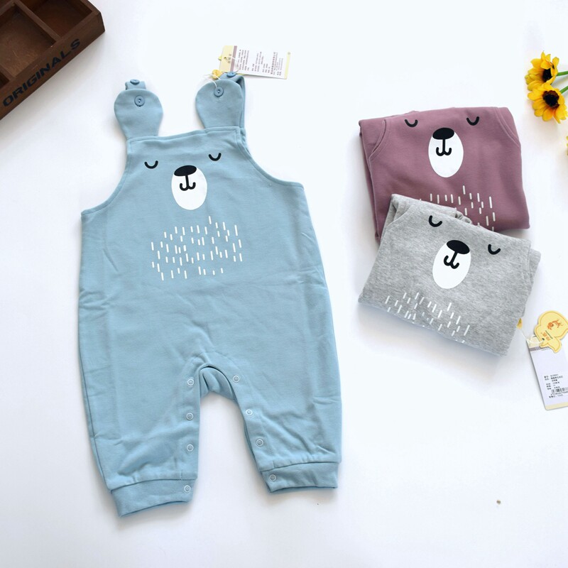 婴儿纯棉宝宝背带裤双层全棉外穿背带裤男女宝宝闭档开档裤子