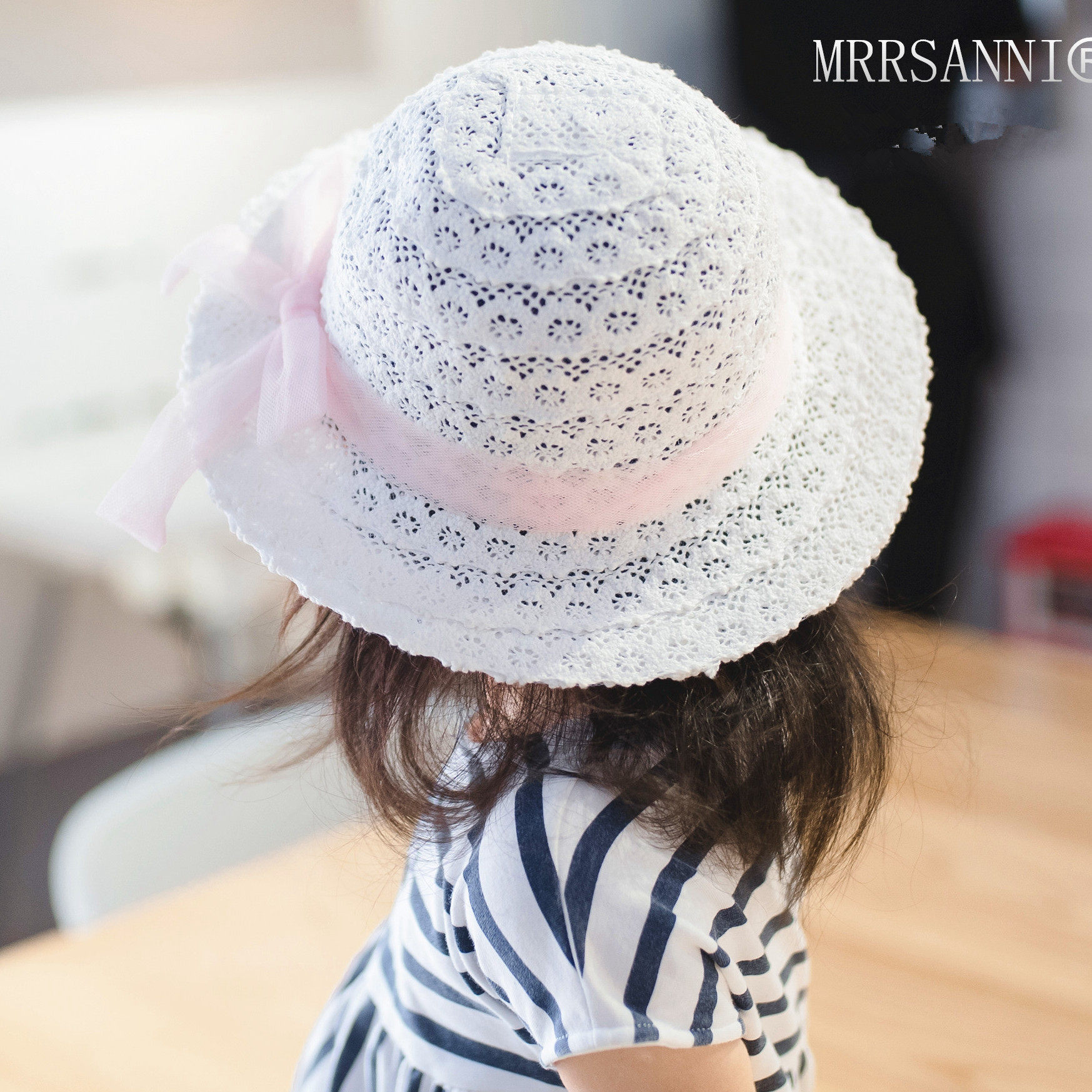 女宝宝白色公主遮阳帽子