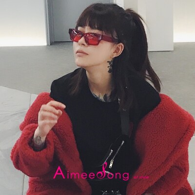 艾米.宋凹造型Fil小白同款红色蓝色透明太阳眼镜男墨镜女高清镜片