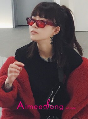 艾米.宋凹造型Fil小白同款红色蓝色透明太阳眼镜男墨镜女高清镜片