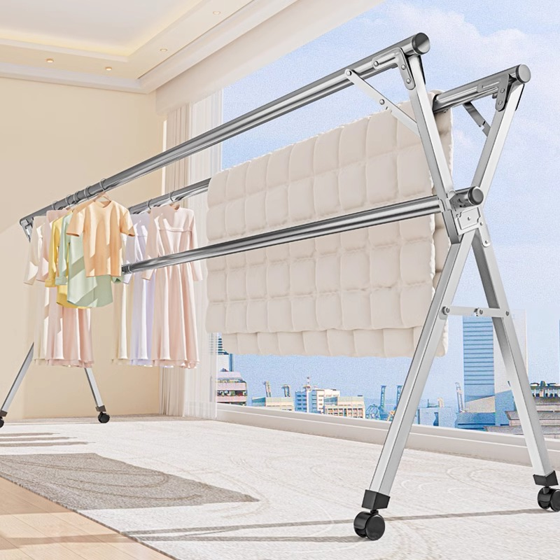 折疊晾衣架落地室內伸縮陽臺家用