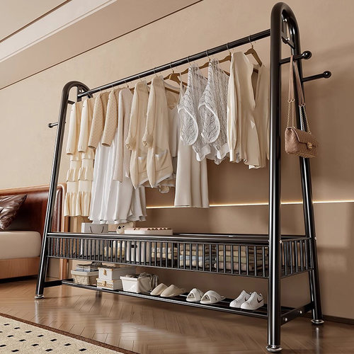 简易衣帽架落地卧室挂衣架子可移动晾衣架室内房间金属置物架家用