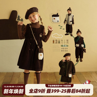 子套装 加绒夹棉外套儿童洋气马甲裤 2025新款 砚台家女童背心裙冬季