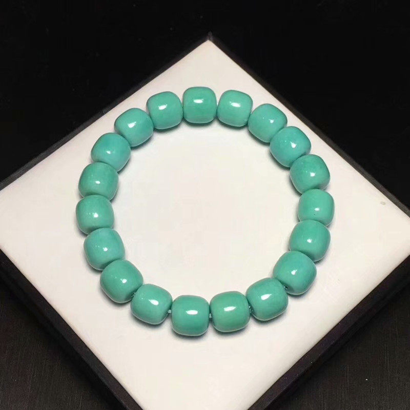 남성용 및 여성용 청록색 팔찌 팔찌 구식 구슬 배럴 구슬 호북 원시 광산 순수 천연 원석 높은 도자기 액세서리