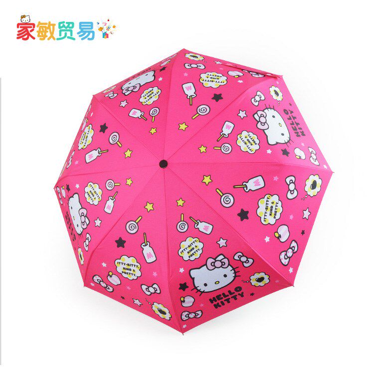 2018新款 卡通凯蒂猫 猫头手柄三折银胶防晒晴雨伞 太阳伞 遮阳伞|ruв категории начало ежедневно, зонтик/дождь/дождь/водостойкость, зонтик - от Buy2taobao.com для оказания профессиональной услуги покупки агента Taobao