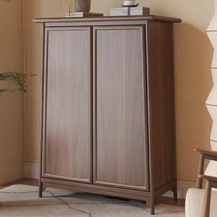 宋式美学黑胡桃木实木储物柜新中式置物架三层展示柜家用收纳柜