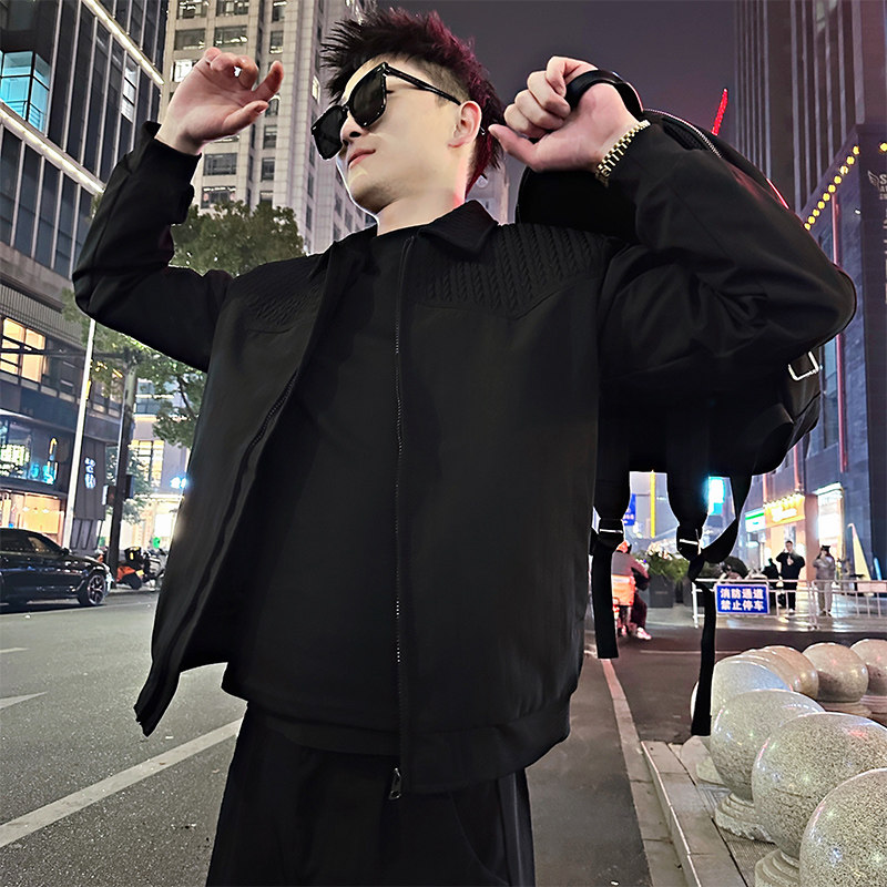 拼接麦穗夹克男士外套修身潮牌韩版2026春季新款大牌正品痞帅高端