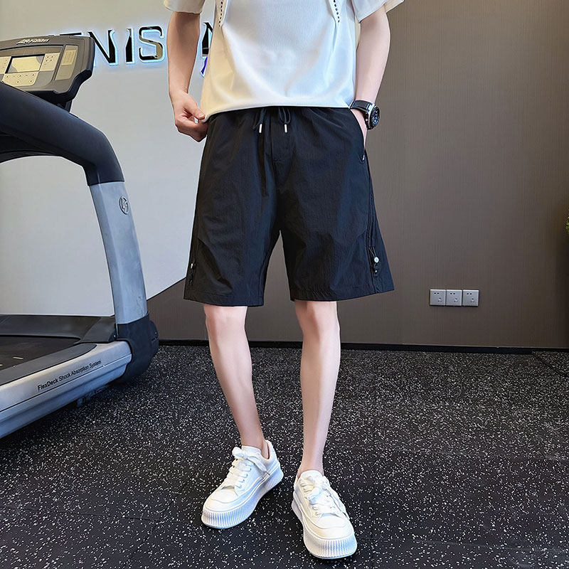 夏季冰丝休闲运动短裤男薄款速干篮球裤五分裤男款痞帅高级感中裤
