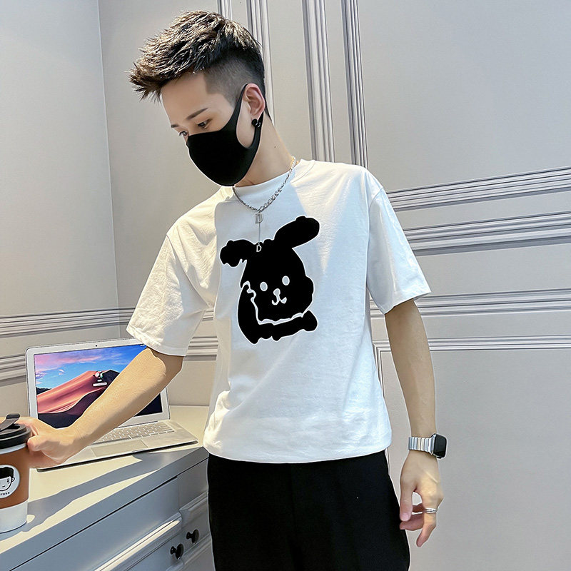 潮牌短袖修身款男装小狗图案