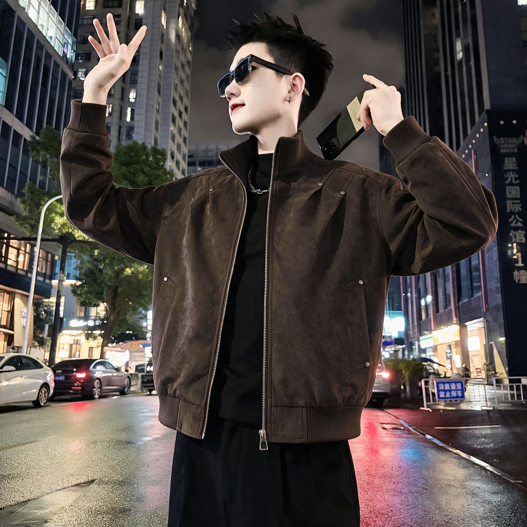 立领外套男夹克修身百搭