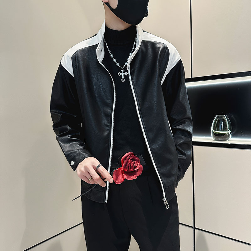 上衣2023新款立领潮牌皮夹克