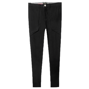 2023新款秋冬季男士修身小脚裤哈伦裤休闲加绒加厚发型师裤子西裤