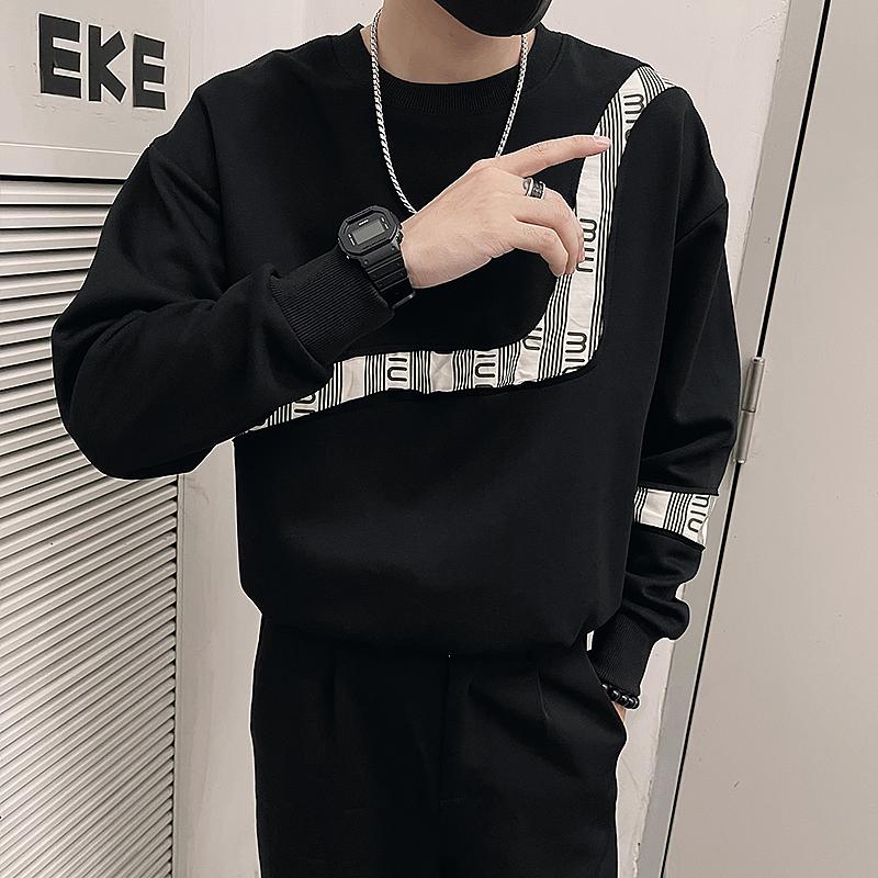 拼接长袖T恤宽松休闲新款上衣